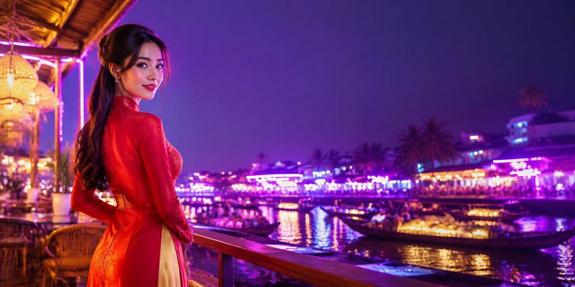 Người dùng Cần Thơ trong trang phục áo dài sử dụng điện thoại để đặt cược trực tuyến